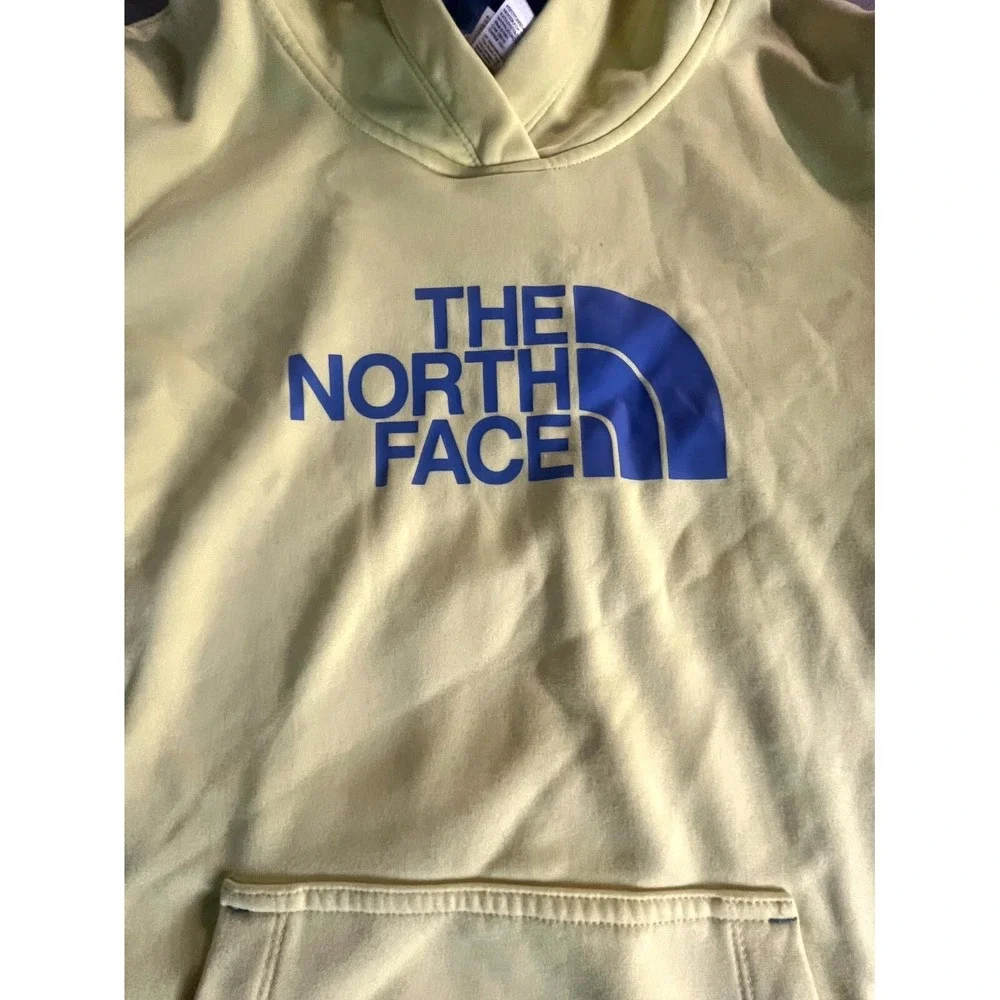 The North Face Yellow Hoodies Men Medium 100% Polyester Fleece Lined Long Sleeve